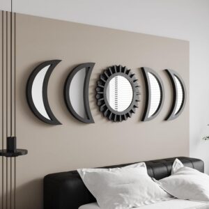 WAKOSAN Wall Mirror, Moon Phase Mirror Set