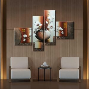 Wieco Art Huge Size Artwork 4 Panels 100% Hand-painted Modern Canvas Wall Art
