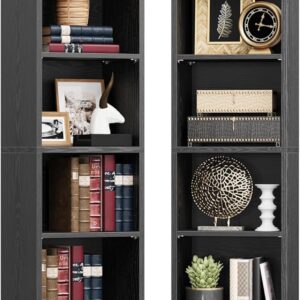 IRONCK Tall Narrow Bookshelf 8 Tiers 71in Set of 2, Compact Corner Bookcase