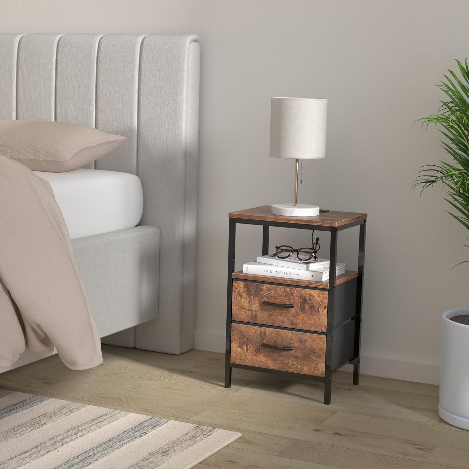 Huuger Nightstands Set of 2, End Tables with Charging Station 3 Huuger Nightstands Set of 2, End Tables with Charging Station