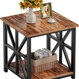 GreenForest End Table with 2-Tier Storage Shelf