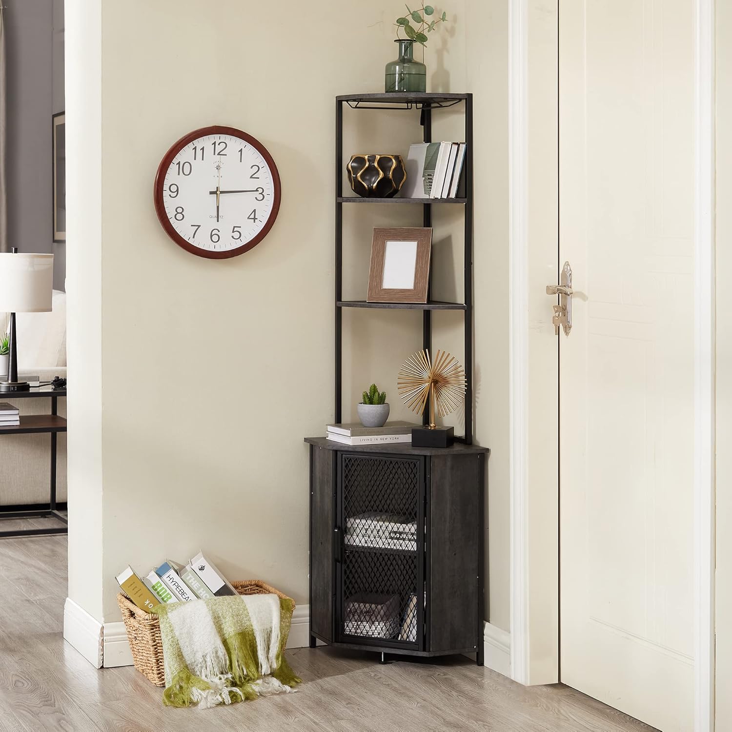 VECELO Corner Cabinet, Tall Storage Shelf