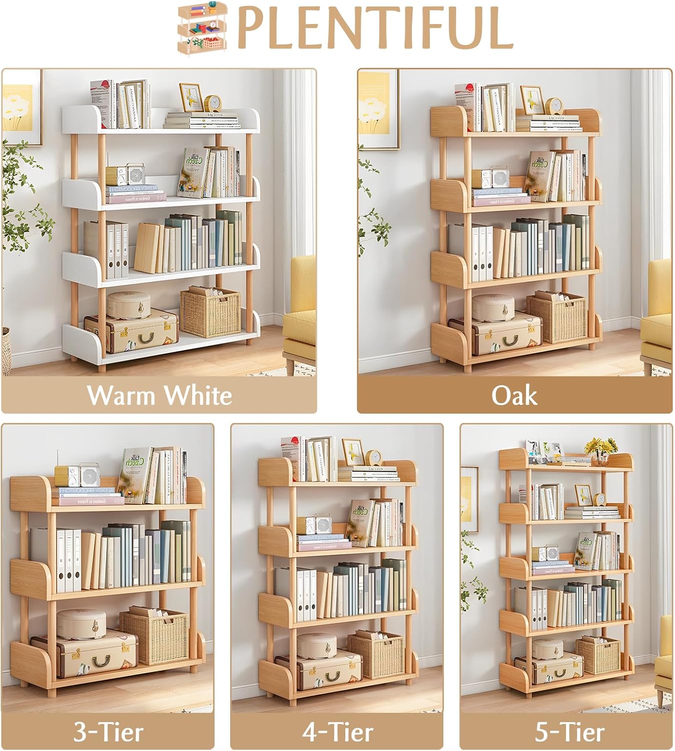 OSCHF Store 4-Tier Wooden Open Bookcase - Modern Display Bookshelf 3 OSCHF Store 4-Tier Wooden Open Bookcase - Modern Display Bookshelf - Image 2