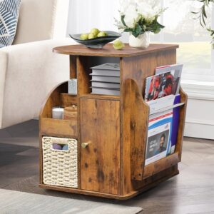 TooCust Rotating End Table with Storage