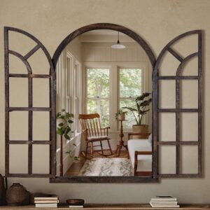 AMOISE Arched Wall Mirror with Window Design