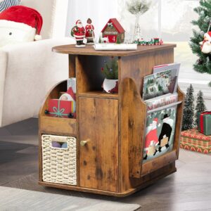 TooCust Rotating End Table with Storage