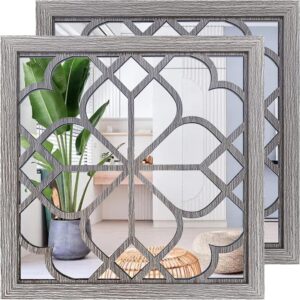 Wocred 2 PCS Square Wall Mirror,Gorgeous Rustic Farmhouse Accent Mirror