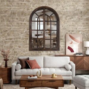 AMOISE Arched Wall Mirror with Window Design