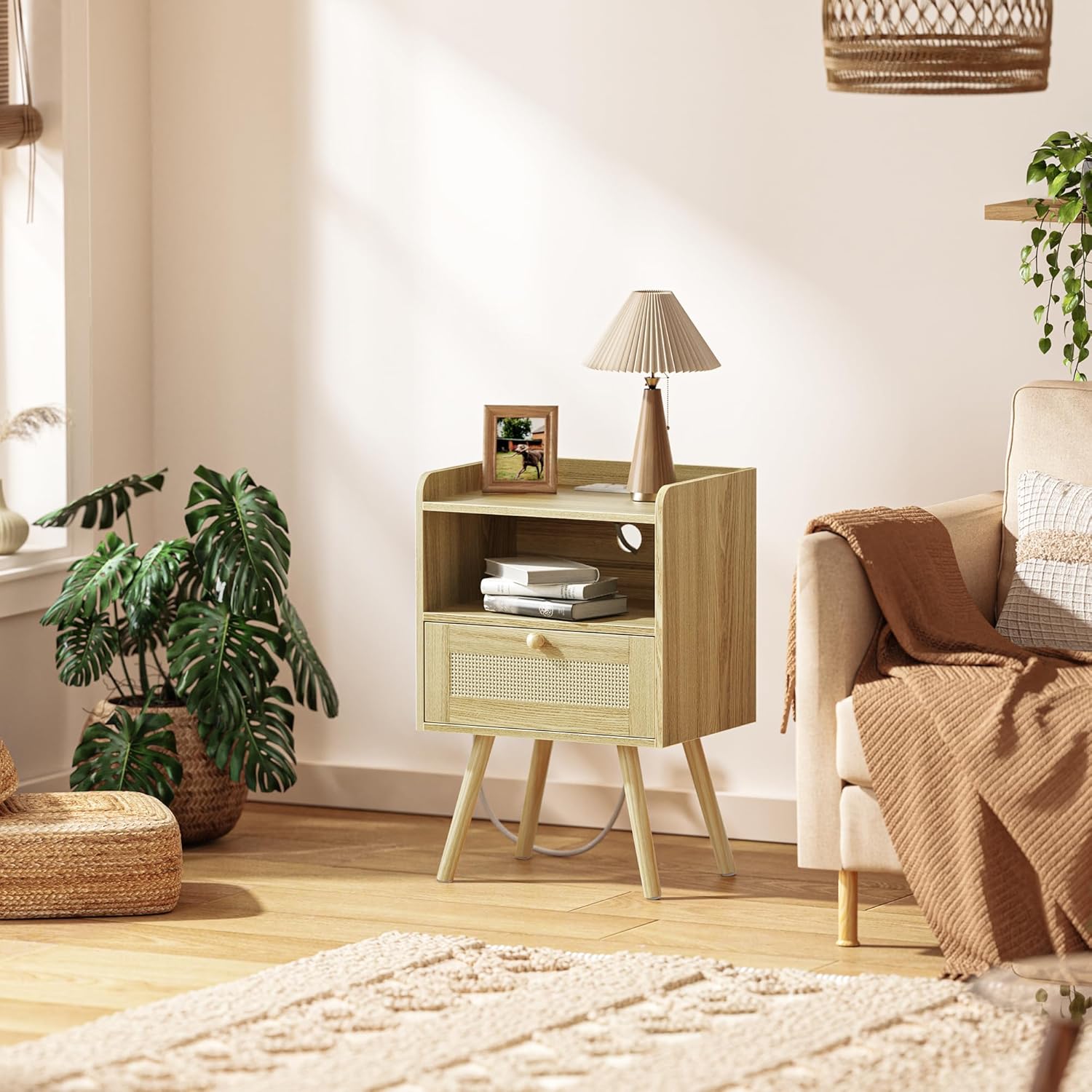 SUPERJARE Nightstands Set of 2, Night Stands with Charging Station 4 SUPERJARE Nightstands Set of 2, Night Stands with Charging Station