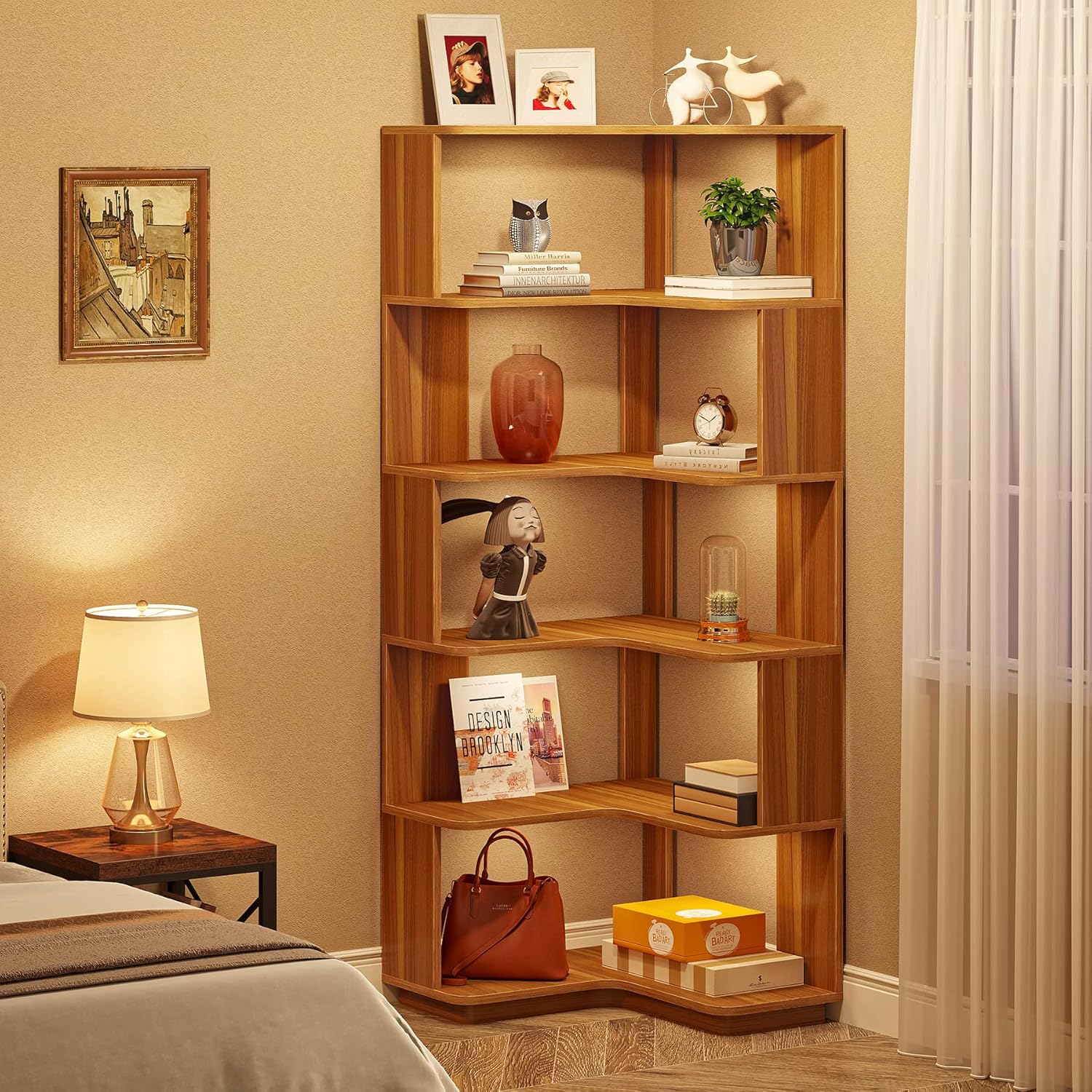 LITTLE TREE 6-Shelf Corner Bookshelf 2 LITTLE TREE 6-Shelf Corner Bookshelf