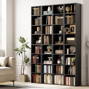 IRONCK Tall Narrow Bookshelf 8 Tiers 71in Set of 2, Compact Corner Bookcase