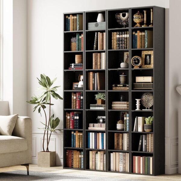 IRONCK Tall Narrow Bookshelf 8 Tiers 71in Set of 2, Compact Corner Bookcase - Image 2