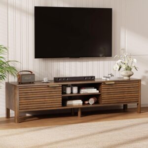 IKALIFE TV Stand for Living Room – up to 65 Inch TVs Mid Century Modern Entertainment Center with Storage and Adjustable Shelves