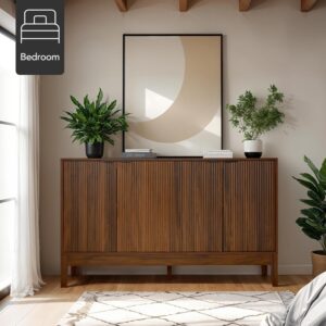 Best Choice Products 55″ Modern 4-Door Sideboard Storage Cabinet