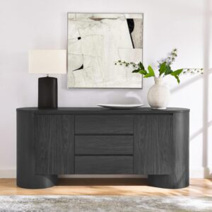 Modway Duval Oval Wood Grain 71 Inch Sideboard with Doors and Drawers