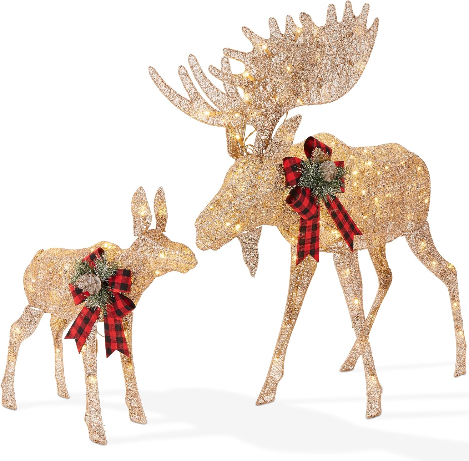 Best Choice Products 5ft 2-Piece Moose Family, Lighted Outdoor Christmas Yard Decoration