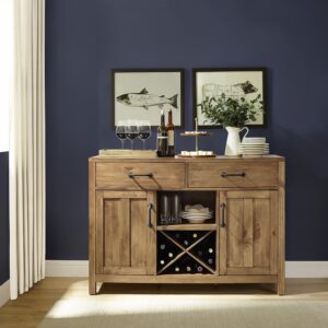 Crosley Furniture Roots Modern Farmhouse Sideboard Buffet Cabinet with Storage