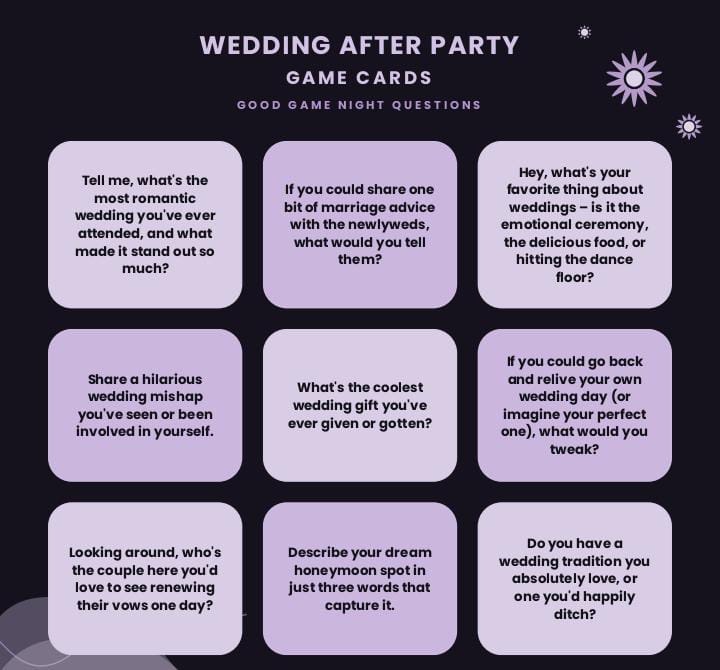 200 Fun Wedding After-Party Game Night Questions.