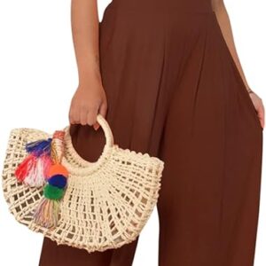 Todtan store Women's Casual Summer 2 Piece Outfits Short Sleeve Crop Top Wide Leg Pants Set Jumpsuits