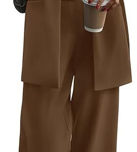 KIRUNDO Women Suits 2 Piece Set Business Casual Dressy Oversized Blazer Jacket and Wide Leg Dress Pantsuits