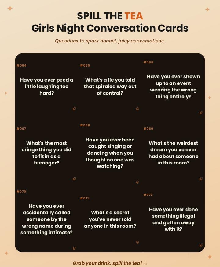 270 Spill-the-Tea Questions for Fun Girls' Game Night.