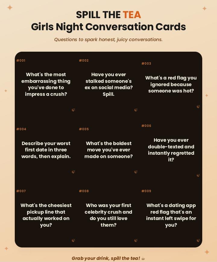 270 Spill-the-Tea Questions for Fun Girls' Game Night.