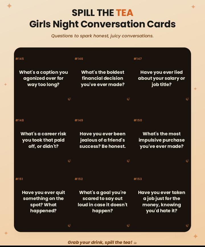 270 Spill-the-Tea Questions for Fun Girls' Game Night.