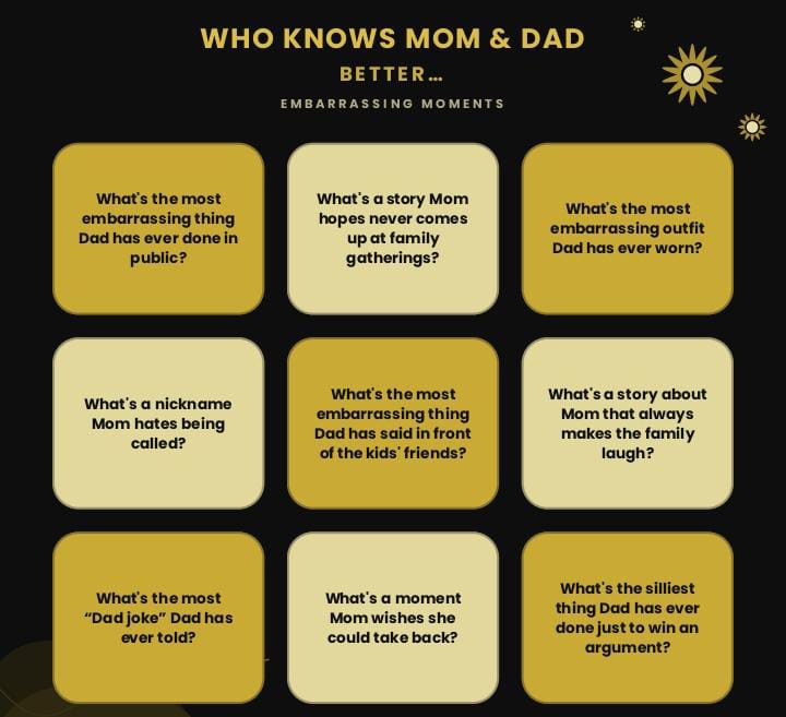Who Knows Mom & Dad Better? 216 Game Night Questions To Settle The Debate Once And For All.