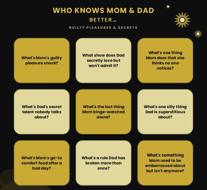 Who Knows Mom & Dad Better? 216 Game Night Questions To Settle The Debate Once And For All.