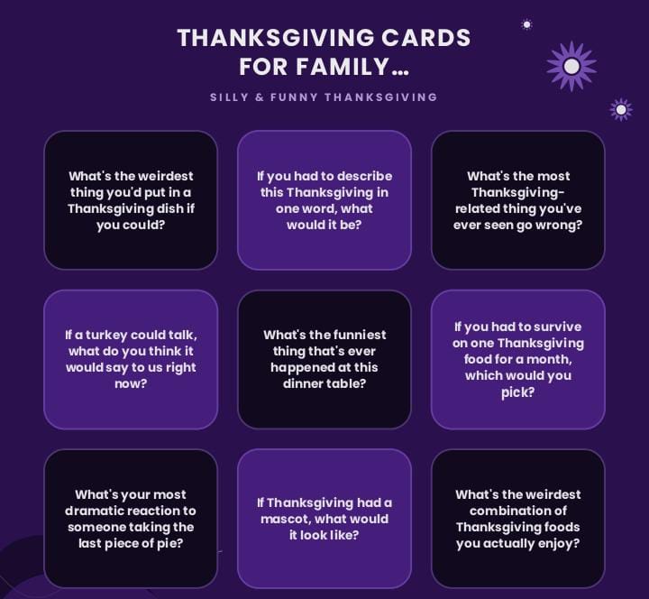216 Thanksgiving Conversation Question Cards For Family Game Night.