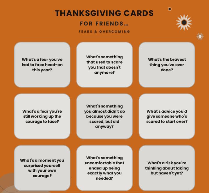 200+ Deep and Fun Thanksgiving Game Night Questions for Friends. 4 200+ Deep and Fun Thanksgiving Game Night Questions for Friends.