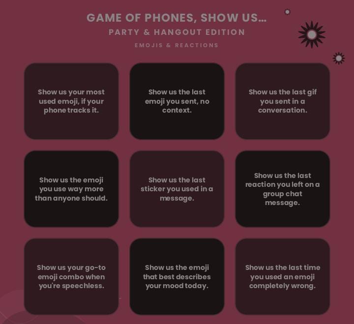 Game Of Phones: 216 "Show Us..." Questions To Turn Any Hangout Into Best Party Game.